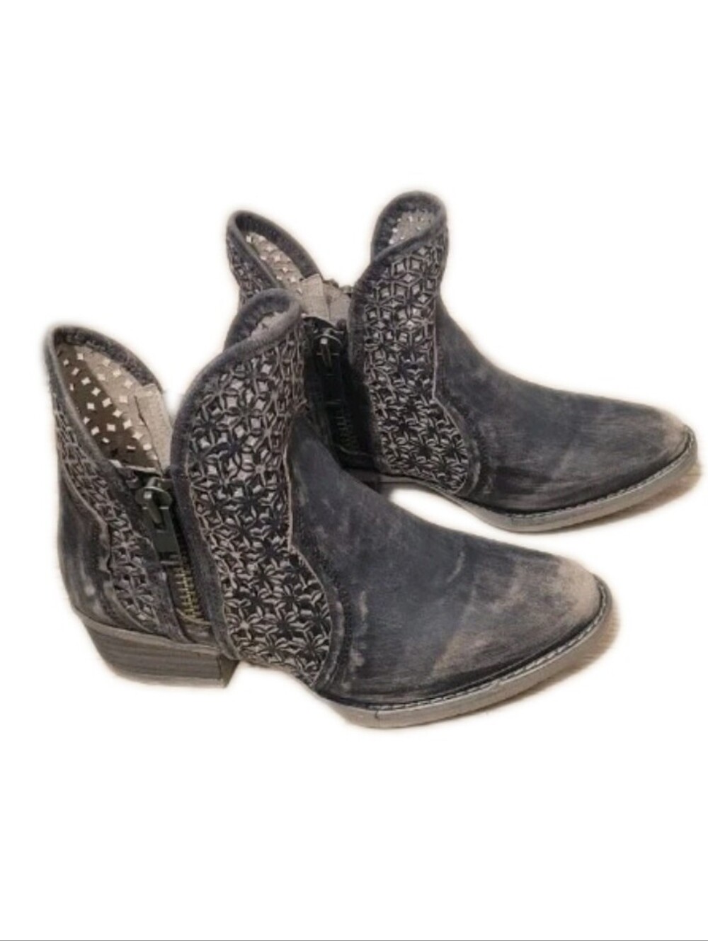 Circle G $88 Rustic Bronze Cutout Ankle Boots Sz 8 1/2